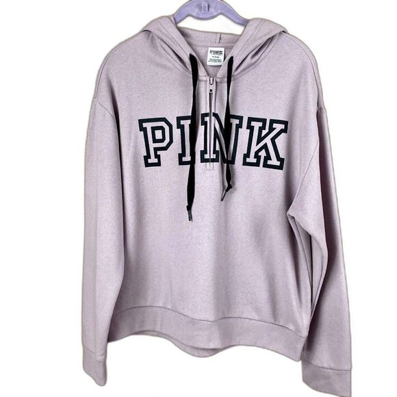 PINK Victoria’s Secret 1/4 Zip Hoodie Fleece Pullover - Picture 1 of 9